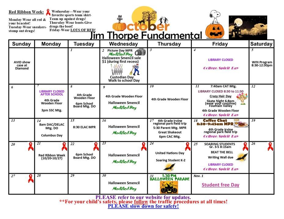 Parents / Parent Monthly Calendar